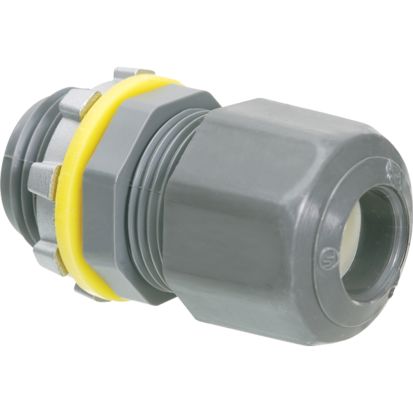 Arlington LPCG503 Low Profile Oiltight Strain Relief Cord Connector With Sealing Ring and Locknut, 1/2 in Trade, 0.1 to 0.3 in Cable Openings, Nylon/Zinc
