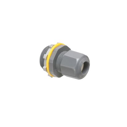 Arlington LPCG753 Low Profile Oiltight Strain Relief Cord Connector With Sealing Ring, Locknut, 3/4 in Trade, 0.1 to 0.3 in Cable Openings, Nylon/Zinc