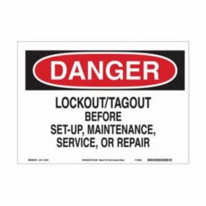 Brady 116134 Eco-Friendly High Density Rectangular Danger Sign, DANGER, 10 in H x 14 in W, Black/Red on White, B-563 Polypropylene, Fastened Mount