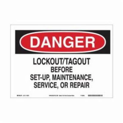 Brady® 116134 Eco-Friendly High Density Rectangular Danger Safety Sign, 10 in H x 14 in W, Black/Red on White, B-563 Polypropylene, Corner Holes Mount