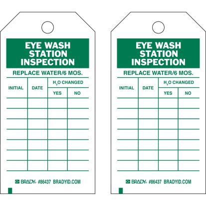 Brady® 86437 Laminated Rectangular Inspection and Material Control Tag, 5-3/4 in H x 3 in W, Green on White, 3/8 in Hole, B-837 Polyester