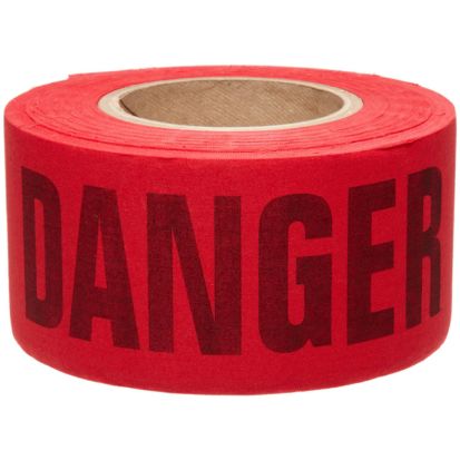 Brady® 91084 Bio-Degradable Repulpable Woven Barricade Tape, Black on Red, 3 in W x 50 yd L, Danger, Cotton/Woven