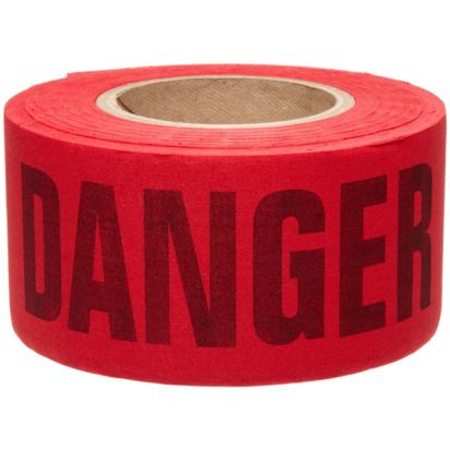 Brady 91084 Bio-Degradable Repulpable Woven Barricade Tape, Black on Red, 50 yd L 3 in W, Danger Legend, Cotton/Woven