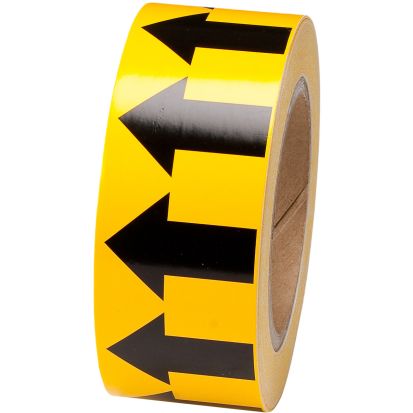 Brady® 91420 Arrow Pipe Banding Tape, Black on Yellow, 30 yd L x 2 in W, B-946 Vinyl, 720 Markers per Card