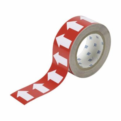 Brady® 91422 Arrow Pipe Banding Tape, White on Red, 30 yd L x 2 in W, B-946 Vinyl, 720 Markers per Card