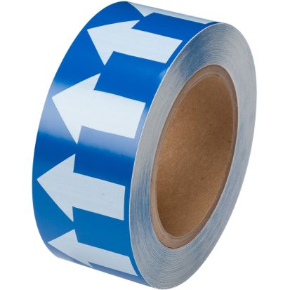 Brady® 91423 Arrow Tape, White on Blue, 30 yd L x 2 in W x 0.004 in THK, B-946 Vinyl, 720 Markers per Card