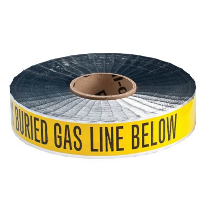 Brady Identoline 91600 Metal Detectable Underground Line Warning Tape, Black on Yellow, 1000 ft L x 2 in W x 5 mil THK