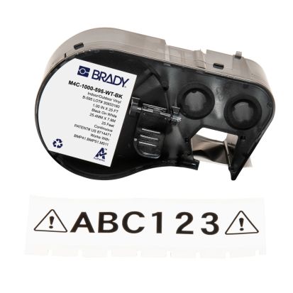 Brady M4C-1000-595-WT-BK All-Weather Vinyl Labels 1 x 25ft