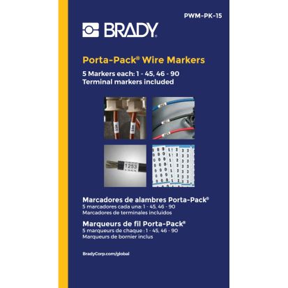 Brady® Porta-Pack® PWM-PK-15 Self-Adhesive Wire Marker, Black/White, B-500 Vinyl Cloth