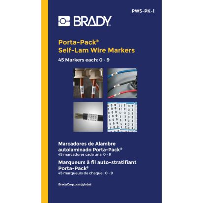 Brady® PWS-PK-1 Wire Marker Book, 38 mm L x 5.5 mm W, Black/White, B-292 Vinyl