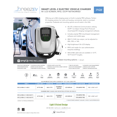 BreezEV EVC-L2-48A-L1-1-4G-D-AU-P-1 EV Charger