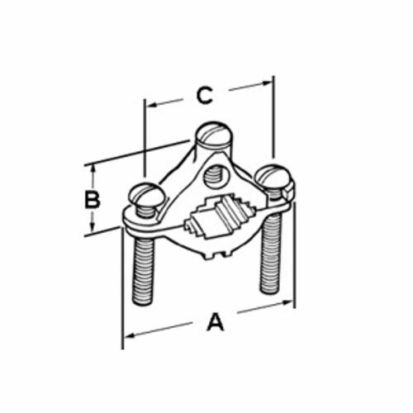 Bridgeport® 1307-B Ground Clamp, 8 to 4 AWG Conductor, Brass