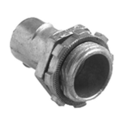 Bridgeport® 520-DC2 Screw-In Conduit Connector, 1/2 in Trade, For Use With Flexible Metal Conduit, Die Cast Zinc, Ball Burnished/Mirror Smooth
