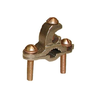 Bridgeport® RB-16 Direct Burial Integral Lay-In Lug Rebar Ground Clamp, 10 to 2 AWG Conductor, Bronze