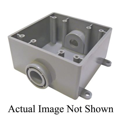 CANTEX 5133370 Type FSC Exposed Non-Metallic Electrical Box, PVC, 36 cu-in Capacity, 2 Gangs, 4.625 in L x 4.563 in W x 2.375 in H
