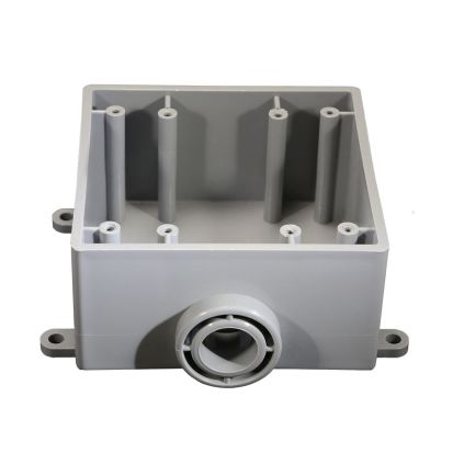 CANTEX 5133380 Type FSE Shallow Exposed Electrical Box, PVC, 37.3 cu-in, 2 Gangs, 1 Outlets, 1 Knockouts, 4.563 in L x 4.563 in W x 2.375 in H