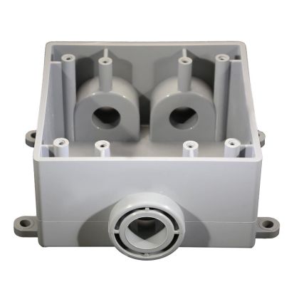 CANTEX 5133400 Type FSCC Exposed Non-Metallic Electrical Box, PVC, 35.3 cu-in Capacity, 2 Gangs, 4.563 in L x 4.563 in W x 2.375 in H