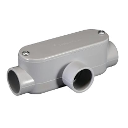 CANTEX 5133563 Type T 1-Gang Conduit Body, 1/2 in Hub, 4.3 cu-in, PVC