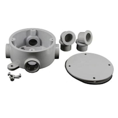 CANTEX 5133690 Round Junction Box Kit With Reducers, 1/2 in, 3/4 in, 15.8 cu-in Capacity, For Use With Electrical Devices and Fixtures, PVC