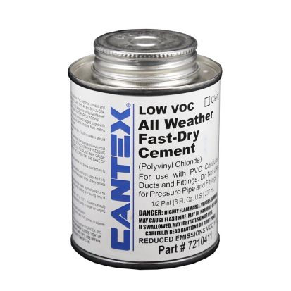 CANTEX 7210411 Low VOC Conduit All Weather Cement, 0.5 pt Can, Liquid, Clear, 0.924