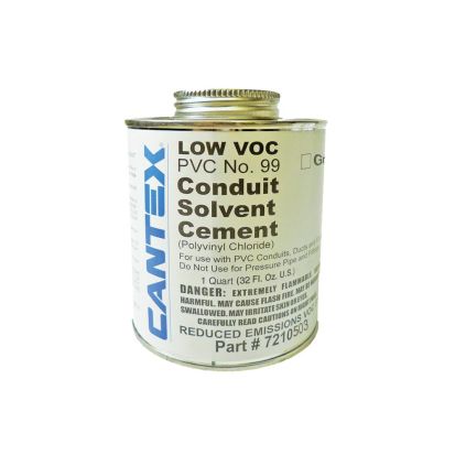 CANTEX 7210503 #99 Low VOC Conduit Cement, 1 qt Can, Syrupy Liquid, Gray, 0.924