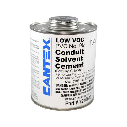 CANTEX 7210603 #99 Low VOC Conduit Cement, 1 qt Can, Syrupy Liquid Form, Clear, 0.924