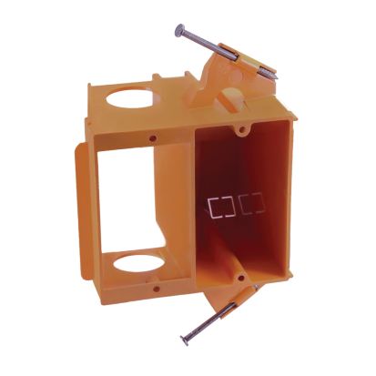 CANTEX EDV2B EZ-Box Dual Voltage Box/Bracket With Nail, PVC, 2 Gangs, 4 Knockouts