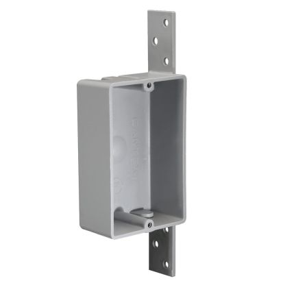 CANTEX EZ08SB Shallow EZ Box Bracketed Outlet Box, PVC, 8 cu-in Capacity, 1 Gangs, (4) Knockouts, 4.25 in H x 2.375 in W x 1.25 in D