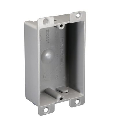 CANTEX EZ08SF Shallow EZ Box Flanged Outlet Box, PVC, 8 cu-in Capacity, 1 Gangs, (4) Knockouts, 6.438 in H x 2.375 in W x 1.25 in D