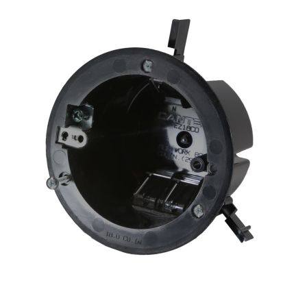 CANTEX EZ BOX EZ18COG Old Work Remodel Residential Ceiling Box With EZ Mount Clamp, Wire Clamp, Ground Lug, PVC, 18 cu-in, 4 Knockouts, 4.4 Dia x 5.6 in H