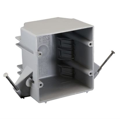 CANTEX EZ-Box EZ32DN Outlet Box With Nails, PVC, 32 cu-in Capacity, 2 Gangs, 8 Knockouts