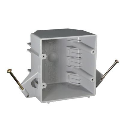 CANTEX EZ BOX EZ32DNZ Switch and Outlet Box With Wire Clamp, PVC, 32 cu-in Capacity, 2 Gangs, 8 Knockouts, 3-11/16 in H x 3-15/16 in W x 3-1/16 in D