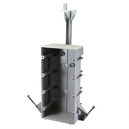 CANTEX EZ-Box EZ55QNB Outlet Box With Nails and Adjustable Bracket, PVC, 55 cu-in Capacity, 4 Gangs, 12 Knockouts