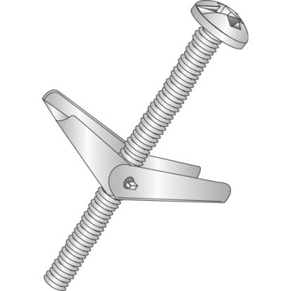 Minerallac® Cully™ 58132 Light Duty Toggle Bolt With Wings, Imperial, #6-32 Screw, 2 in OAL, Steel, Square/Slotted Mushroom Head, 3/8 in Drill