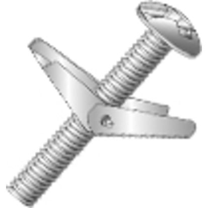 Minerallac® Cully™ 58333 Light Duty Toggle Bolt With Wing, Imperial, #10 to 24 Screw, 2 in OAL, Steel, Slotted/Phillips® Mushroom Head, 1/2 in Drill