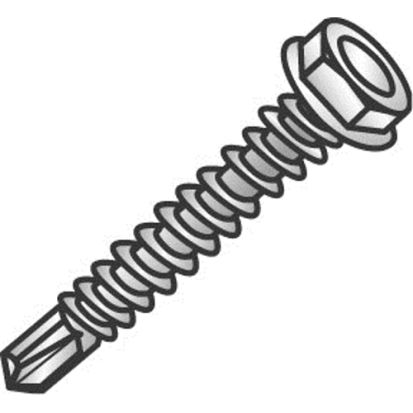 Minerallac® Cully™ 79016J Self-Drilling Tek Screw, Imperial, #10-16, 1 in OAL, Hex Washer Head, Steel, Zinc Plated, Drill Point