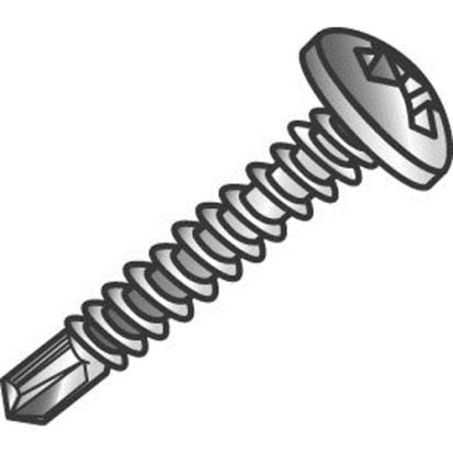 Minerallac® Cully™ 82808J Self-Drilling Tek Screw, Imperial, #8-18, 1/2 in OAL, Pan Head, Phillips® Drive, Steel, Zinc Plated, Drill Point