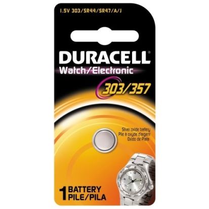 Duracell® D303/357PK Button Battery Pack, Silver Oxide, 1.5 VDC, 190 mAh, SR44