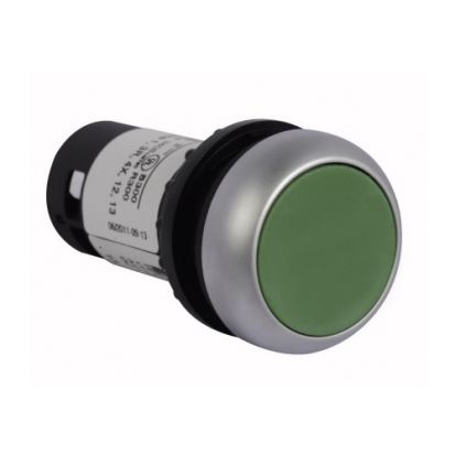 Eaton C22-D-G-K10 Compact Non-Illuminated Pushbutton, 22.5 mm, 1NO, Green