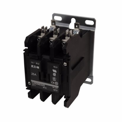 Eaton C25DND325A D-Frame Non-Reversing Definite Purpose Control Contactor With Metal Mounting Plate, 110 to 120 VAC at 50/60 Hz V Coil, 25 A Inductive/35 A Resistive, 3 Poles