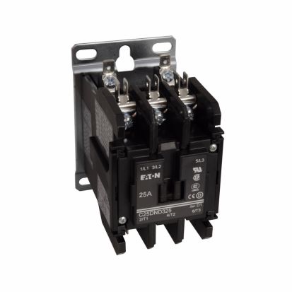 Eaton C25DND330B D-Frame Non-Reversing Definite Purpose Control Contactor With Metal Mounting Plate, 208 to 240 VAC at 50/60 Hz V Coil, 30 A Inductive/40 A Resistive, 3 Poles