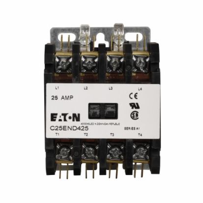 Eaton C25END425A Non-Reversing Definite Purpose Contactor With Metal Mounting Plate, 110 to 120 VAC at 50/60 Hz V Coil, 25 A Inductive/35 A Resistive, 4 Poles