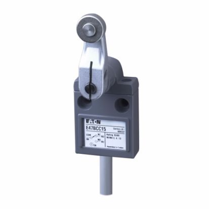 Eaton E47BCC15 Compact Pre-Wired Limit Switch, 250 VAC, 30 VDC, 4/5 A, Lever/Roller Actuator, SPDT Contact, 1 Pole