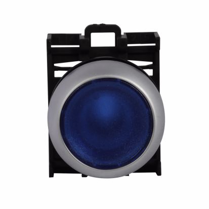 EATON Cutler-Hammer Series M22-DL-B Modular Illuminated Pushbutton Operator, 22.5 mm, 1NO-1NC Contact, Flush Button Operator, Momentary Contact, Blue