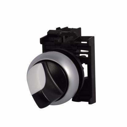 Eaton M22-WKV-K10 M22 Non-Illuminated Selector Switch With Trip Unit, 22.5 mm, 1NO Contact, Black/Silver