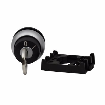 Eaton M22-WS Modular Non-Illuminated Selector Switch Operator, 22.5 mm, 2 Positions, Black/Silver