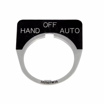 EATON Cutler-Hammer Series 10250TM68 10250T 3-Position Standard Legend Plate, 0.1 in H x 1.6 in W, Half Round Plate, Aluminum/Die Cast Zinc, Black Field