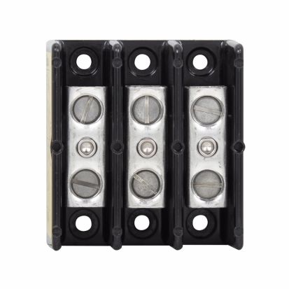 EATON Bussmann Series 16201-3 Barrier/Splicer Power Terminal Block, 600 VAC/VDC, 150 A, 3 Poles, 14 to 1/0 AWG Wire, Thermoplastic