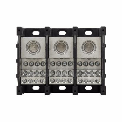 Eaton Bussmann Series Magnum® 16376-3 Barrier Power Terminal Block, 600 VAC/VDC, 420 A, 3 Poles, 2 AWG to 600 kcmil Wire, Thermoplastic