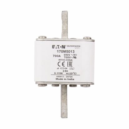 Bussmann 170M5013 Semi-Conductor High Speed Fuse, 700 A, 690 V, 200 kA Interrupt, Class: aR, Square Body